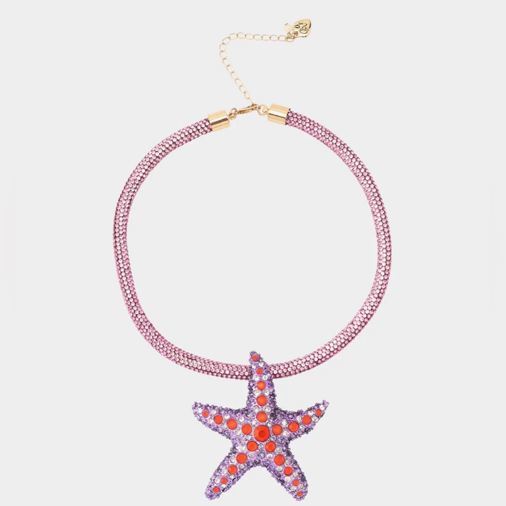 BETSEY JOHNSON MERMAID JEWELS STARFISH CORD NECKLACE- NWT - Picture 2 of 4